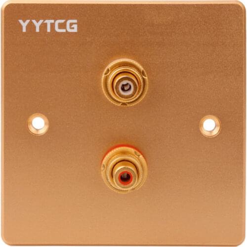 1/5/20pcs RCA Audio Video Panel With RCA Jack Female 2 Holes 4 Digits Speaker Wall Plate Silver Gold 86x86mm Aluminum Alloy
