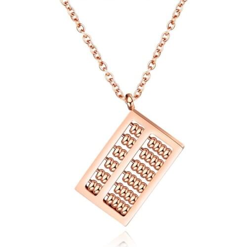 Rose Gold Color Abacus Pendant Necklace For Women Stainless Steel Link Chain Jewelry Gift Dropshipping