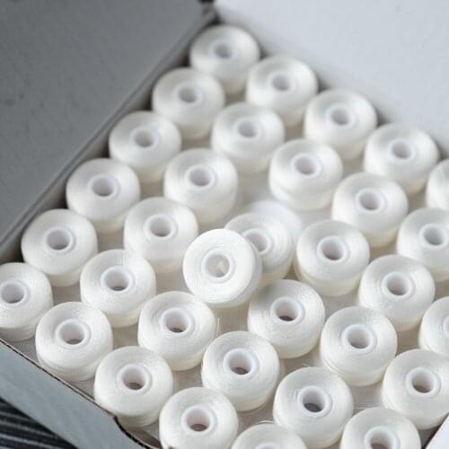 Oneroom White Color L Size Sideless Prewound Bobbin Thread for machine embroidery, 144pcs