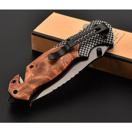 Damascus Steel Folding Knife 9CR18MOV Steel Camping Pocket Knife Outdoor Folding Blade Knife Portable EDC Tool With Clip