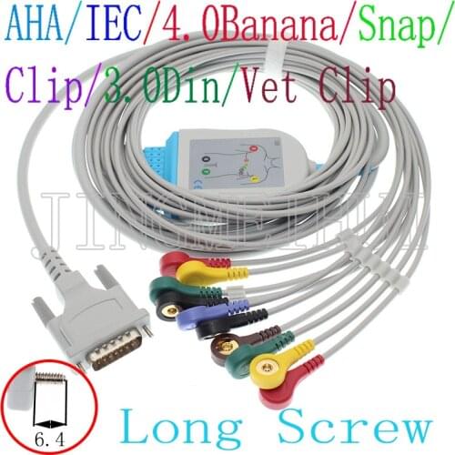 Compatible with Schiller AT1/2/4 Biomedica P80 Mortara ELI 250 ELI 150 ECG EKG 10-Lead cable,10kohm Resistance,IEC or AHA ,3m