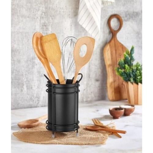 Modern Öyem Stainless Metal Counter Top The Spoon Holder Black Color organizer storage box органайзер rangement коробка для хранения