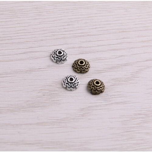 SWEET BELL 300pcs 3*7*7mm Two Color Receptacle Hollow MINI Flower DIY Spaced Jewelry Accessories Charms For Jewelry Making