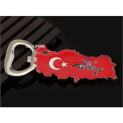 Turkey Travel Souvenir Creative Gift Metal Flag Magnetic Fridge Magnet Bottle Opener