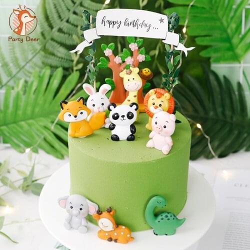 Bling Elephant Animals Cake Topper Happy Birthday Gold Decoration for Childrens Day Party Supplies Boy Girl Baking Sweet Gifts