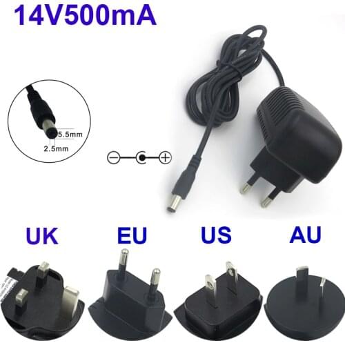 VORED 14V500mA Universal Charger Power Supply Adapter Converter US/EU/UK/AU Plug 5.5*2.5mm for Hunting miners lam Free shipping