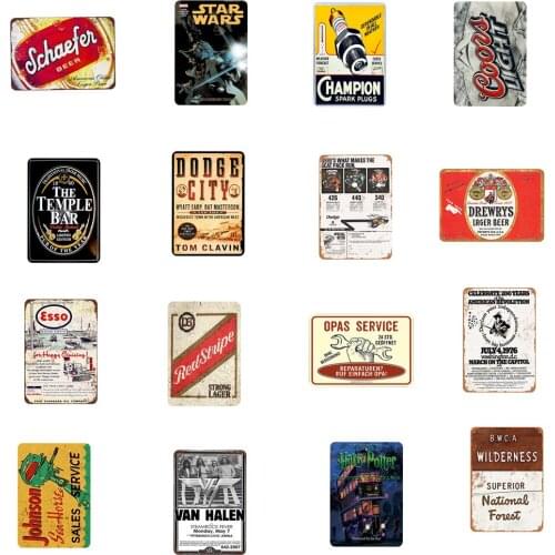 Mixed Style Beer Vintage Metal Painting Tin Signs Shabby Chic Tinplate Iron Art Decorative Plate Mural Coffee Bar Decor