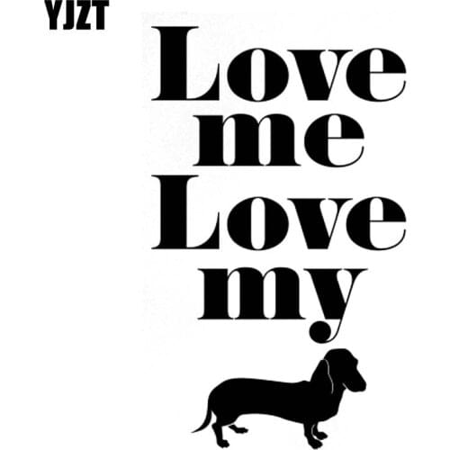 YJZT 7.9CM*12.7CM LOVE ME LOVE MY DOG Vinyl Car Sticker Decals Black/Silver C10-00382