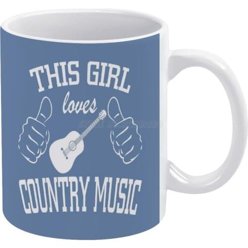 Country Music Lover-This Girl Loves Country Music-Guitar White Mug Custom Printed Funny Tea Cup Gift Personalised Coffee Mug Cou