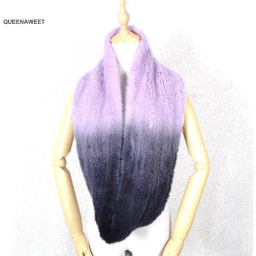 025 2019 Women Hand Knitted Real Mink Fur Scarf 100% Fashion Real Fur Scarf Wraps Woven Neck Warmer Luxury Mink Fur Shawl Winter