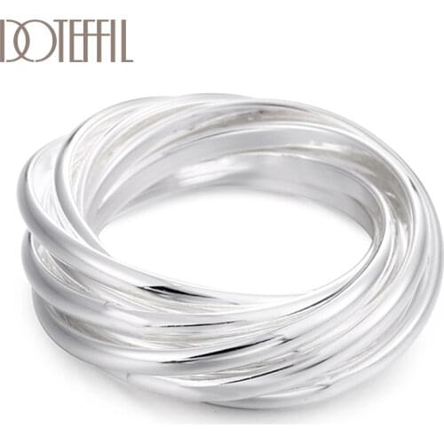 DOTEFFIL 925 Sterling Silver Nine Circles Man Ring For Women Fashion Folk-Custom Wedding Engagement Party Gift Charm Jewelry