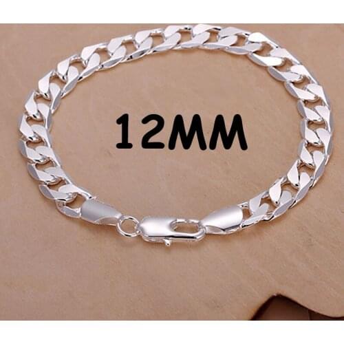10pcs Free Shipping 12mm Silver Bracelet Fashion Jewelry Bracelets Classic Man Silver Bracelet High Quality