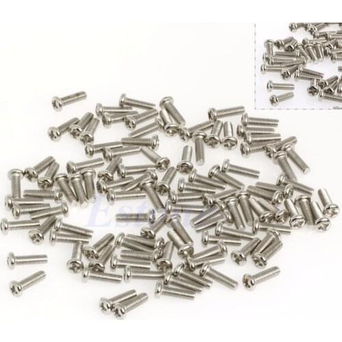 100pcs M3 x 10mm Metric Phillips Round Pan Head Machine Screws Stainless Steel Nickel Plated