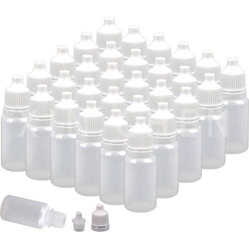 150 Pcs Pack 10ml Plastic Eye Liquid Dropper Bottle, Clear Empty Squeezable Vape Juice Containers Dropper with Leakproof Cap