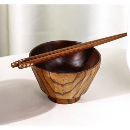 5PCS Household Wooden Bowl Insulation Jujube Wooden Soup Bowl Hand Hammered Rice Bowl Baby Food Supplement Bowl