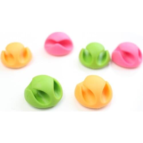 5pcs/set Silicone 2 Holes Cable Organizer USB Cable Wire Clips Data Line Holder Cable Winder Cord Line Fixer Office Accessories