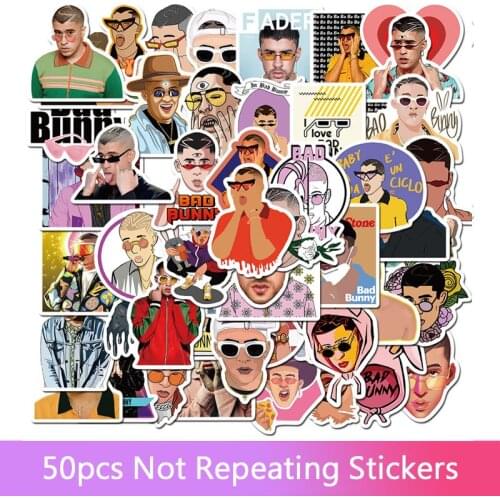 50 PCS singer bad rabbit sticker PVC stationery decal motorcycle skateboard laptop guitar bike cool sticker
