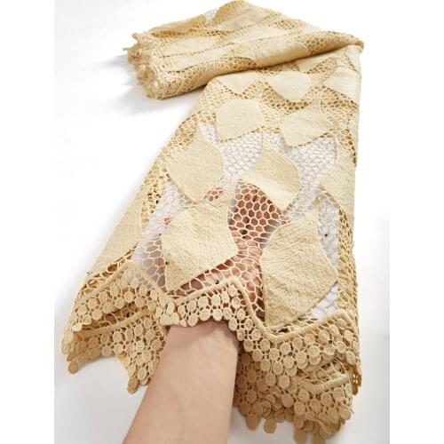 African Cord Lace Fabric With Stones Embroidery Guipure Lace Fabric For Women Dresses Materials 2.5 Yards TY082