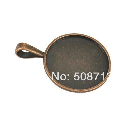 Free Ship!!! 50pcs 25mm antique copper glass pendant setting, pendant blank, pendant tray- Bezel Setting - Pendant Setting
