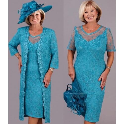 Turquoise Mother of the Bride Dresses For Wedding with Jacket Plus Size Sequins Party Gowns Vestidos De Novia Madrinha vestaglia
