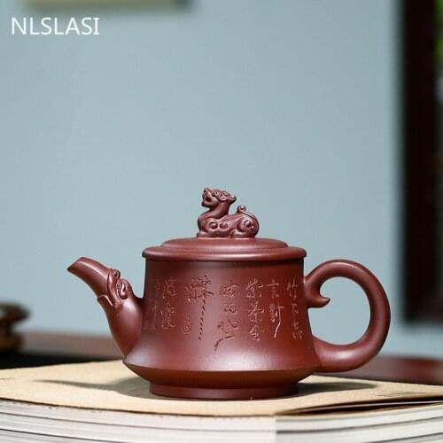 Handmade Purple Clay Tea Pots Yixing Raw Ore Zhu Mud Teapots Household Filter Kettle Customized Tea Ceremony Supplies 240ml