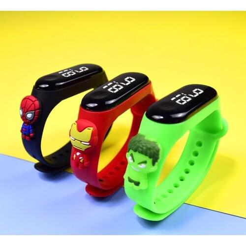 Marvel Spiderman iron Man Captain America Stitch Children doll electronic bracelet student Cartoons LED sports electronic watch