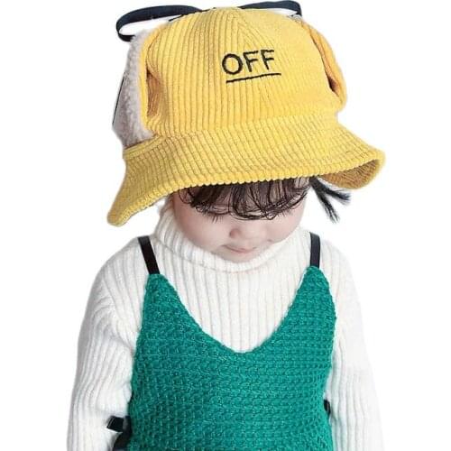Doitbest 2 to 6 years old winter boy girls Bucket fishing Hats fur Earflap cap corduroy Spring kids child fisherman hat