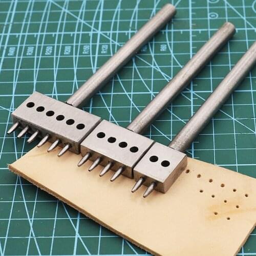 DIY 4/5/6/8mm Spacing Leather Hole Punches Punching Nail Hand Perforated Round Stitching Kawaii Punch Tools
