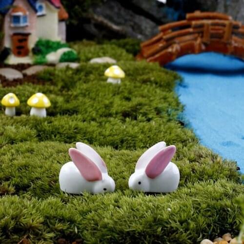 Hot 2Pcs Cute Lovely rabbit ornaments Micro Landscape Home Garden Decor Desk Ornaments Pot Culture Gift wholesale