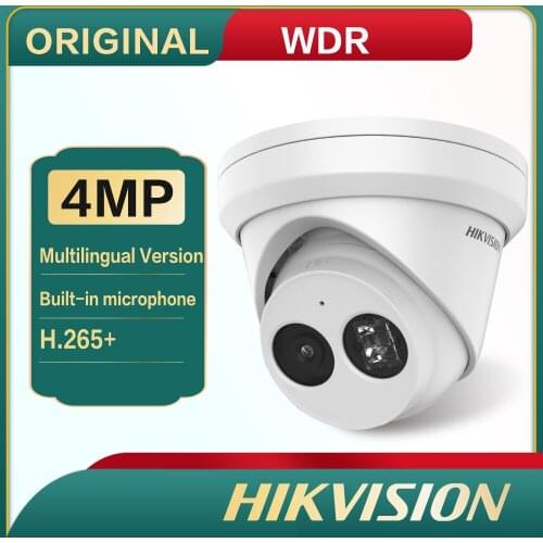 DS-2CD2343G2-IU Original Hikvision 4 MP WDR Fixed Turret Network Camera Built-in mic H.265