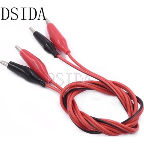 High quality 1Pcs 1meter Double Red and Black Clips Crocodile Cable Alligator Jumper Wire Test Leads