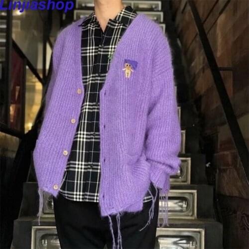 V-neck Lantern Sleeve Cardigan Women Knitted Basic Oversize Sweater Autumn Winter Female Cardigan Ladies Jumpers