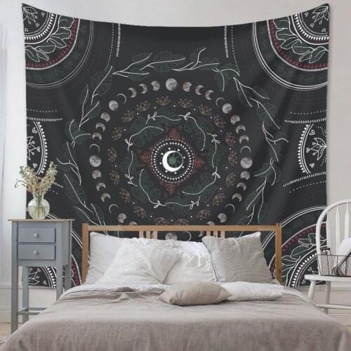 Creative Tapestry Wall Hanging Botanical Celestial Floral Wall Tapestry Hippie Flower Wall Carpets Dorm Decor Starry Sky Carpet