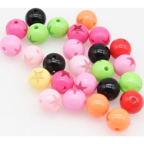 CHONGAI 50Pcs Round Acrylic Beads Pentagram Beads For Jewelry Making Beads Accessories