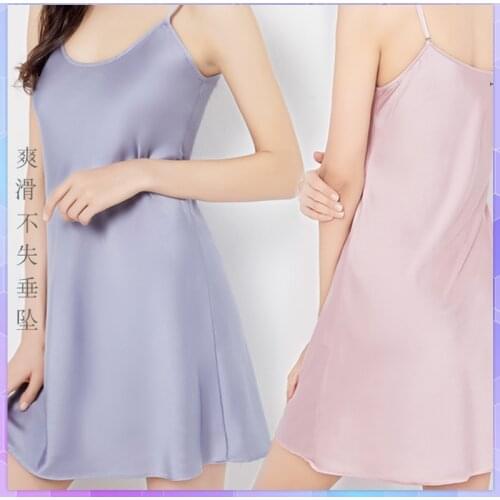 Summer Sexy Womens Sleepwear Female Sexy Spaghetti Strap Nightgown Ice Silk Nightdress Thin Dress Home Clothes Spring Autumn
