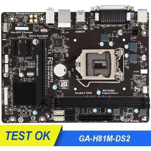 For Gigabyte GA-H81M-DS2 Desktop Motherboard H81M-DS2 H81 LGA 1150 i3 i5 i7 VGA DDR3 16G Micro-ATX Used Mainboard