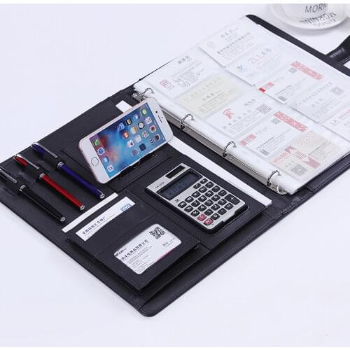 Multifunctional Portfolio Professional Business Zippered Padfolio File Folder Document Bag Case Organizer A4 PU Leather Folder