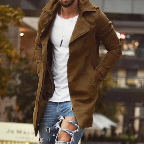 2021 fashion Spring autumn Mens Jacket Mid-long Slim Plus Size Windbreaker Mens Casual Coat Solid Color Coat