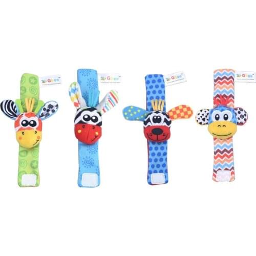 Cartoon Plush Socks Wrist Strap Baby Rattles Animal Wrist Strap Toy Cartoon Educational Toy Baby Wrist Rattle Soft Handbells