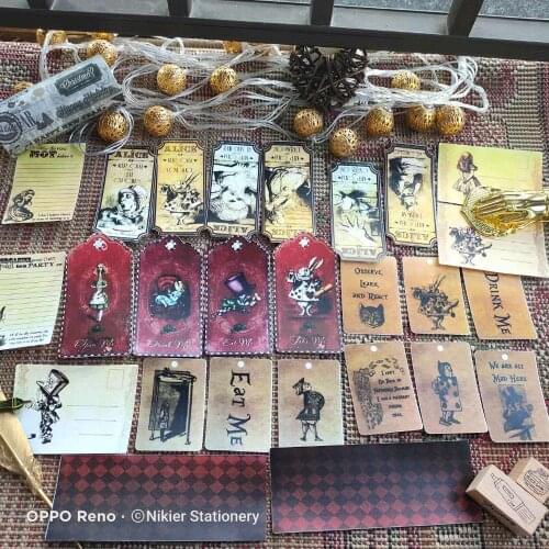 42 PCS\SET Retro Alice Vintage Kraft Ticket Stub Material Decoration Sticker DIY Diary Ablum Journal Scrapbookin Stickers Label