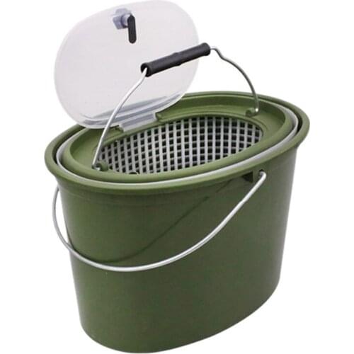 Portable PP Fishing Bucket Live Fish Box Fish Holder Tackle Double-Layer with Separate Handle Bucket Fishing Tool