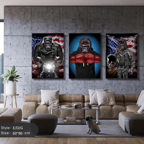 Gorilla Riding Motorcycle Smoking Poster Monkey Boxing Canvas Painting For Living Room Wall Art Decorative Pictures Home Decor