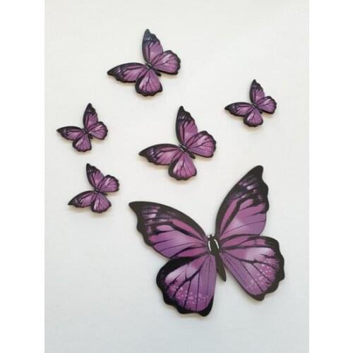 Flock Sale Butterfly Figure 6 Piece Purple Wood wall Paste Ornament wall graphics gráficos de parede настенная графика