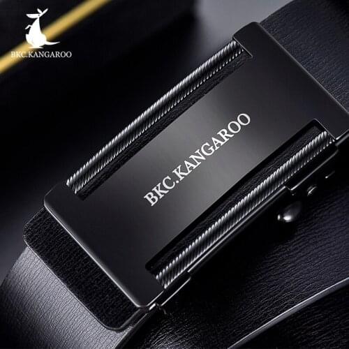 BKC.KANGAROO men belt genuine leather luxury high quality brand automatic buckle formal belt for man black belts 130cm New model