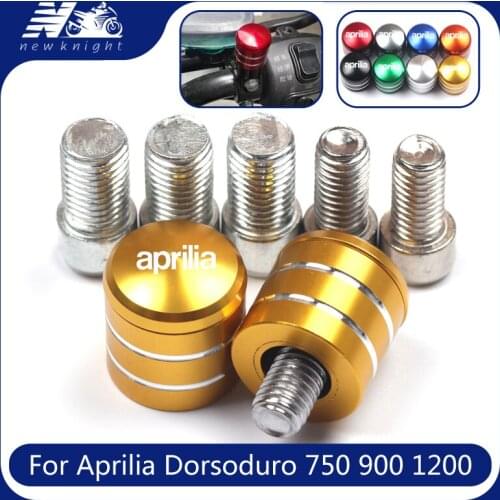 With Logo For Aprilia Dorsoduro 750 900 1200 2 Pcs Motorcycle CNC Aluminum Rearview Handlebar Mirror Bolt Screws Mount Adapter