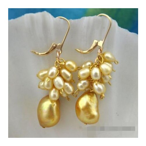 China handmade gold pearl luck earring shipping free