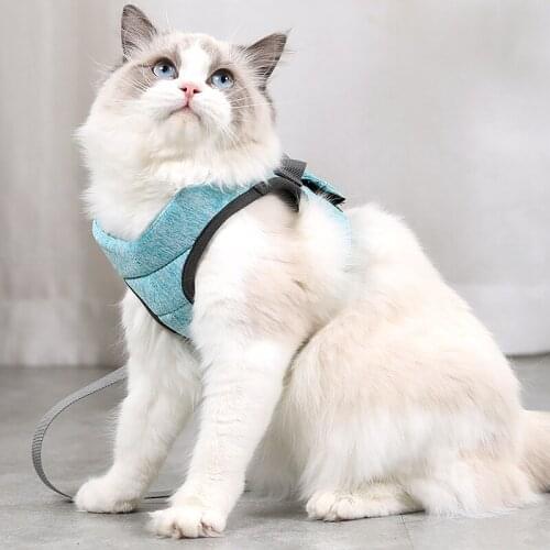 Anti-Escape Small Cat Harness With leash Cats collar vest belt kitten soft breathable pet Wiring harness Traction Cat Walking