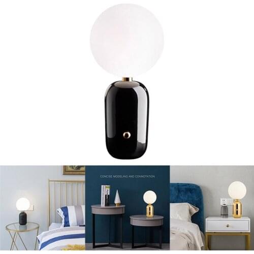 Modern LED Desk Lamp E27 Nordic Glass Spherical Lighting Lamp, Suitable for Bedroom, Bedside, Living Room