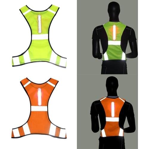 LED Light Reflective Vest Adjustable V-shaped breathable Safety Sports Vest for Outdoor Night Riding Running lightweight Vest