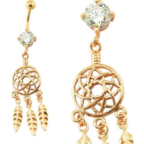 Mysterious Indian Navel Dangel Piercing Fancy Latest Design Navel Piercing Rings With Clean Stone Sexy Women Belly Button Rings